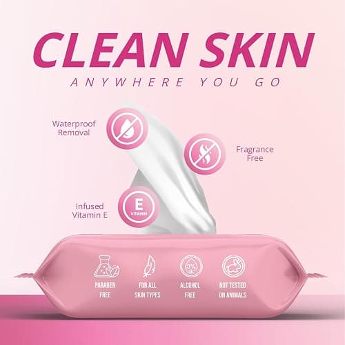 Air Jungles Makeup Remover Wipes 25 Count (Pack of 4), Alcohol-Free & Fragrance-Free, Extra Large Facial Towelettes for Face & Eyes, Removes Waterproof Makeup, Infused with Vitamin E thumbnail 5