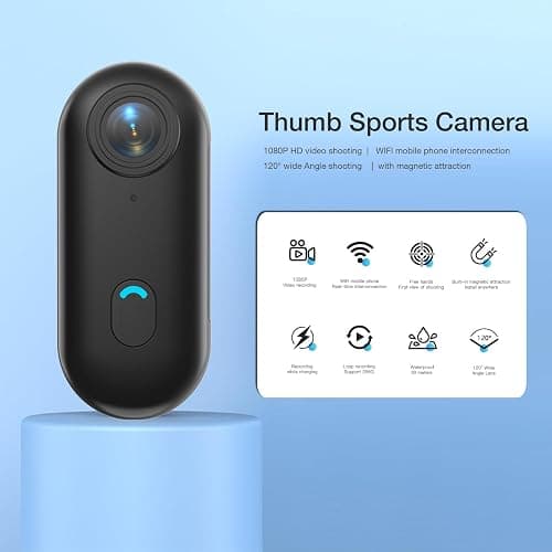 FOUKWAKC H7 64GB 1080P Thumb Action Camera, Mini Body Cameras, Wearable Pocket Vlogging Camera with Magnetic Lanyard, Small Portable Body Cam Helmet Cam for Work, Cycling, Travel, Pet Walking thumbnail 2