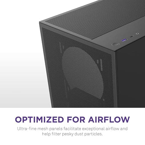 NZXT H5 Flow 2024 - Compact ATX Mid-Tower PC Gaming Case - High Airflow - 2 x 120mm Fans Included - 360mm Front & 240mm Top Radiator Support - Cable Management System - Tempered Glass - Black thumbnail 5