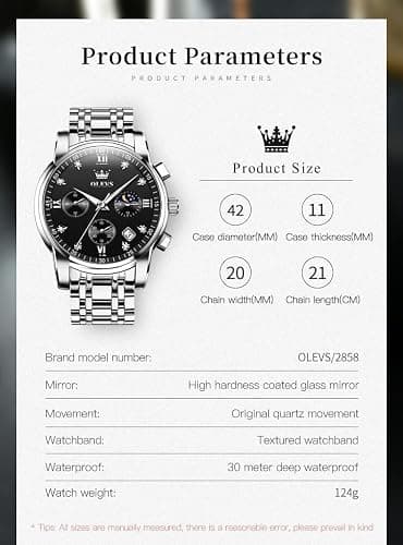OLEVS Watch for Men Diamond Business Dress Analog Quartz Stainless Steel Waterproof Luminous Date Two Tone Luxury Casual Wrist Watch thumbnail 6