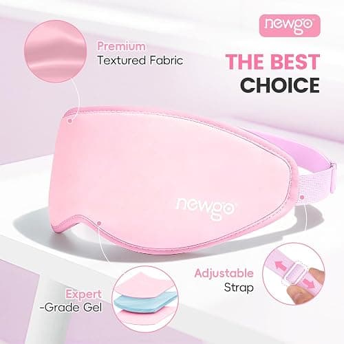 NEWGO 3D Cooling Eye Mask, Weighted Eye Mask for Sleeping, Pink | Hot Cold Therapy Blackout Mask for Puffiness, Dark Circles, Headache, Stress Relief, Travel, and Gift thumbnail 5