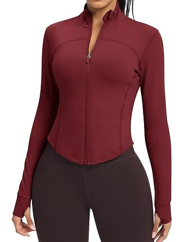 colorskin Women BBL Jacket Full Zip UP Workout Athletic Cropped Jacket wIth Thumb Holes Running Yoga Sportswear - Image 1