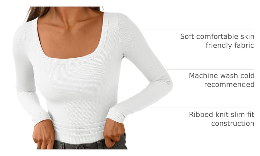 AUTOMET Women‘s Ribbed Square Neck Top, Long Sleeve Slim Fit Basic Shirt for Fall Winter Spring, Casual Crop Tee thumbnail 4