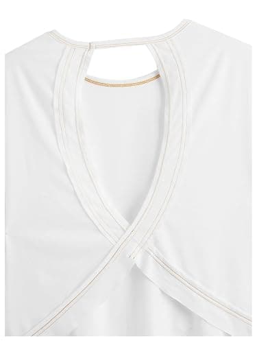 RoseSeek Women's 3 Packs Open Back Tops T Shirt Criss Cross Cut Out Tee Short Sleeve Crewneck Summer Backless Tops thumbnail 7
