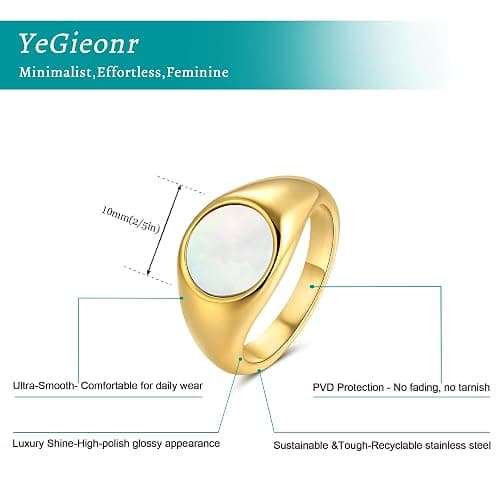 YeGieonr Gold Rings for Women Trendy Non Tarnish Chunky Gold Plated Ring, Waterproof Stainless Steel Gold Jewelry Gift thumbnail 7