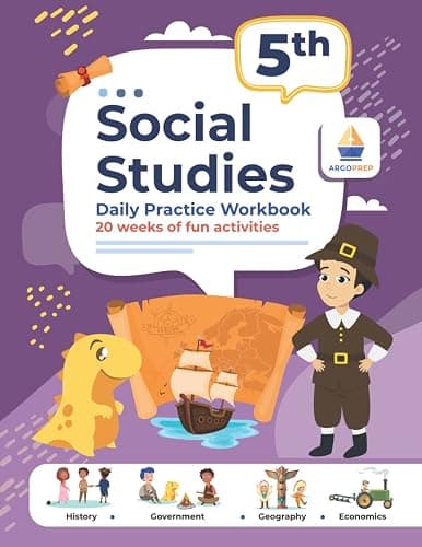 5th Grade Social Studies: Daily Practice Workbook | 20 Weeks of Fun Activities | History | Government | Geography | Economics | + Video Explanations for Each Question (Social Studies by ArgoPrep) - Image 1