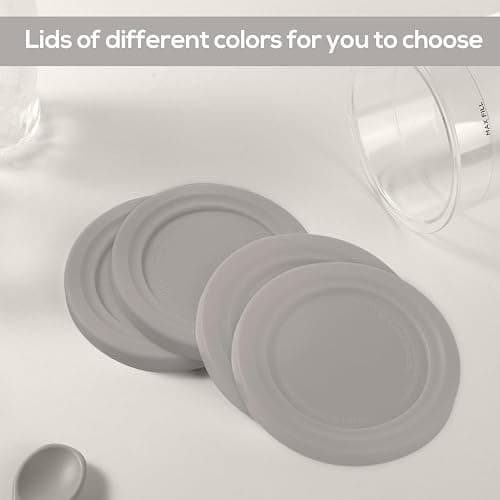 4pcs Lids for Ice Cream Cups, Diameter 4.53in Silicone Round Container Can Cover Accessories Food Storage Lid Replacement Part for Ninja Creami NC301 NC300 NC299AMZ Series Ice Cream Maker(Grey) thumbnail 3