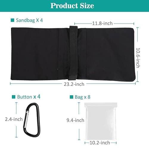 Aimosen 4 Packs Sandbags Weight Bags for Light Stand Photography Video Equipment, Heavy Duty Saddlebag for Backdrop Stand, Photo Tripod, Canopy, Pop up Tent, Umbrella Base, Fishing Chair, Picnic Table thumbnail 5