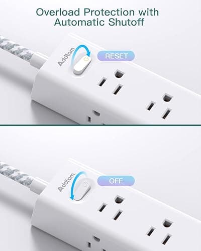 Surge Protector Power Strip - 10 FT Extension Cord, Power Strip with 12 Widely AC Outlet 3 USB, Flat Plug, Wall Mount Overload Protection, 1050J, Desk Charging Station for Home Office, ETL Listed thumbnail 6