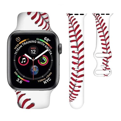 BACDOILQ Ball Game Watch Band Smartwatch Bands Compatible with Watch 38mm/40mm/42mm/44mm Soft Silicone Strap Replacement for Series 10/9/8/7/6/5/4/3/2/1/SE - Baseball 38/40mm - 38/40mm - Image 1