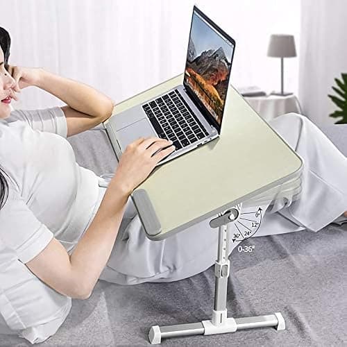 Amazon Basics Adjustable Tray Table Lap Desk Fits up to 17-Inch Laptop, Large, 13"x24", Cream thumbnail 7