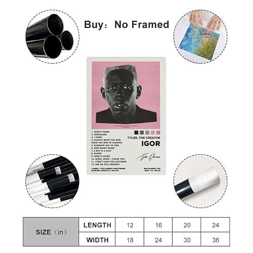 Tyler, The Creator Igor Music Album Cover Signed Dormitory Bedroom Wall Art Deco Poster Poster Wall Art Decor Print Picture Paintings for Living Room Bedroom Decoration Style:Unframe 08x12inch(20x30cm thumbnail 2