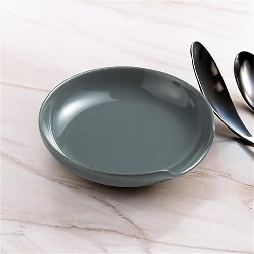 Miamolo Porcelain Spoon Rest with Drip Tray for Multiple Utensils, Cooking Spoon Rest & Spoon Holder for Stove Top, Kitchen Utensil Holder for Spoons, Ladles, Tongs & Spatula, for Christmas, Gray thumbnail 2