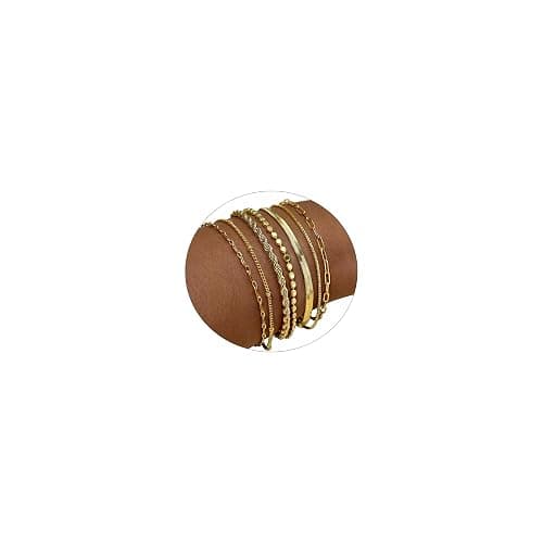 Amicon Gold Bracelets for Women,Dainty 14K Gold Plated Stack Set Trendy Stackable non tarnish Paperclip Chain Bracelets Gold Jewelry Sets Gifts for Women - Image 1