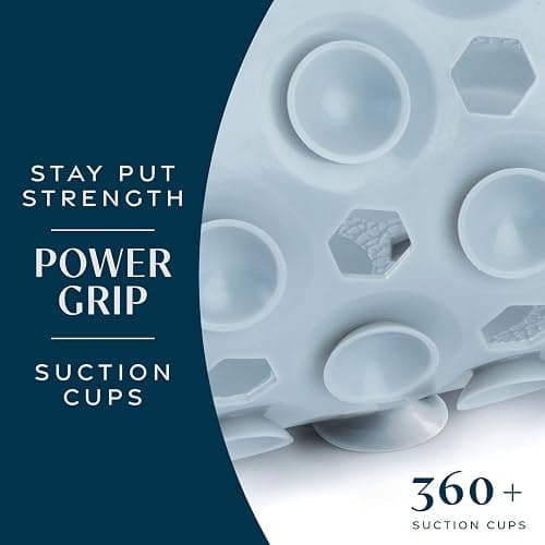 SlipX Solutions Power Grip Bathtub Safety Mat | Precision Grip Technology for Longer, Stronger, & Softer Wet Surface Protection | Solid Gray 39"x16" thumbnail 3