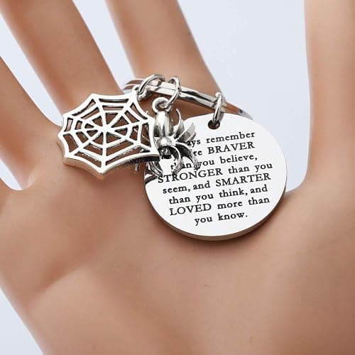 Spider Keychain Spider Charm Keyring Always Remember You’re Braver Than you Believe Keychain(Always remember (Spider) thumbnail 5