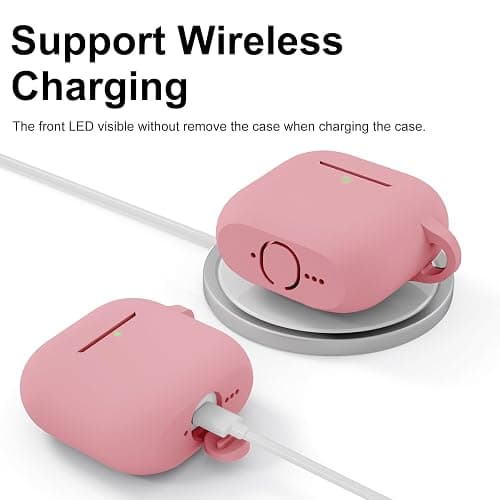 JTOMEI Compatible with AirPods 4th Generation Case Cover, Soft Protective Silicone Skin with Clean Kit Accessories for Apple AirPods 4 Gen 2024, Front Led Visible, Bean Pink thumbnail 4