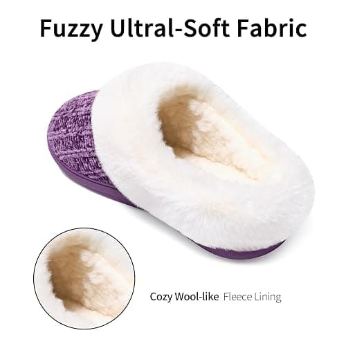 Evshine Warm Knit House Slippers for Women Comfy Wool-Like Lined Chenille Slippers with Memory Foam and Indoor Outdoor Soles thumbnail 3