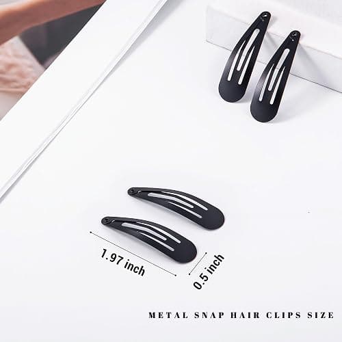 Cptots 48 PCS Small Metal Barrettes For Women Non Slip Water Drop Snap Clips For Thick Thin Fine Hair Classic Accessories,Black,1.97 x 0.5 In thumbnail 2