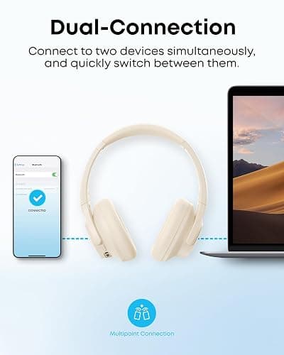 Soundcore by Anker Q20i Hybrid Active Noise Cancelling Headphones, Wireless Over-Ear Bluetooth, 40H Long ANC Playtime, Hi-Res Audio, Big Bass, Customize via an App, Transparency Mode (White) thumbnail 7