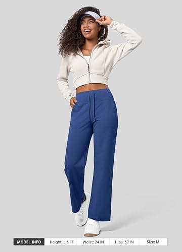 Willit Women's Fleece Lined Pants Wide Leg Thermal Yoga Winter Pants with Pockets High Waist Comyf Casual Lounge Pants thumbnail 6