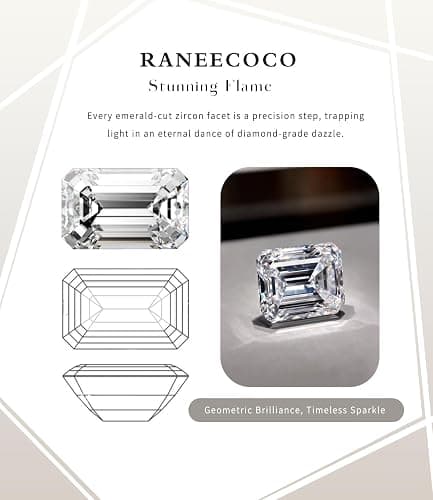 Raneecoco 4.0ct Total Emerald Cut Cubic Zirconia CZ Earrings Stud / 18K Gold Plated Sterling Silver thumbnail 7