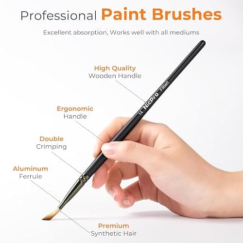 Nicpro 26pcs Professional Paint Brush Set with Palette Knife & Canvas Roll | Craft Paint Brushes for Acrylic Painting, Oil, Watercolor, Gouache & Canvas, Drawing & Art Supplies for Adults, Artists Gift thumbnail 4