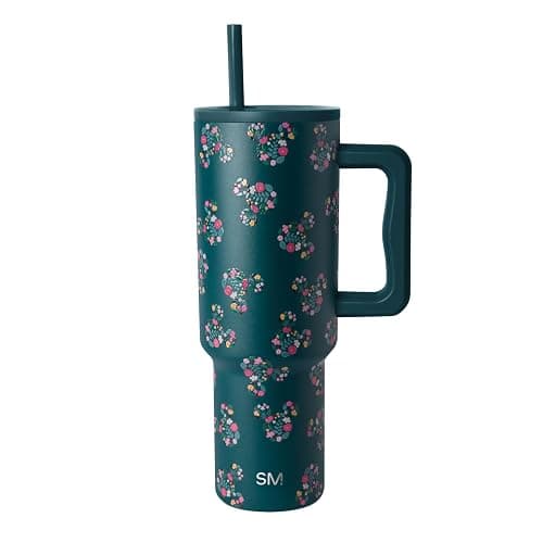 Simple Modern Disney 40 oz Tumbler with Handle and Straw Lid | Insulated Reusable Stainless Steel Water Bottle Travel Mug | Gifts for Women Her | Trek Collection | 40oz | Mickey Mouse Floral Riptide - Image 1