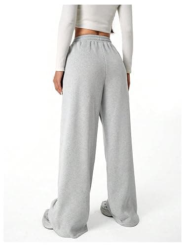 Verdusa Girl's Bowknot Baggy Sweatpants Straight Leg Athletic Pants with Pockets - 10 Years - Grey thumbnail 4