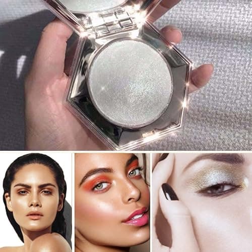 KARLOR Paletta illuminante per il viso, Shimmer Glitter Bronzer, Pealen bianco, viso e guancia, evidenziatore con brillantini, polvere lucida ad alta pigmentazione, durevole thumbnail 6