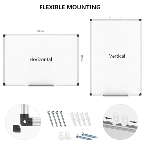 XBoard Magnetic Dry Erase Board/Whiteboard, 36 X 24 Inches, Double Sided White Board,1 Dry Eraser & 3 Dry Erase Markers & 4 Push Pin Magnets thumbnail 3