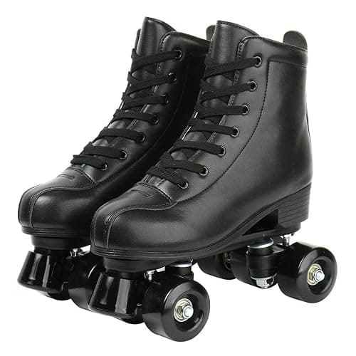 XUDREZ Double-Row Roller Skates for Unisex - PU Leather High-Top Four-Wheel Shiny Skates - Image 1