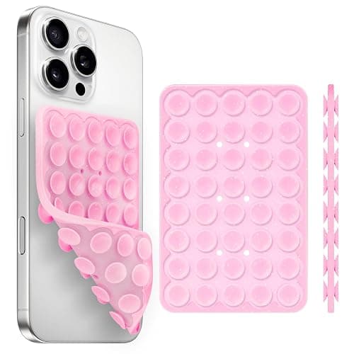 Yojaro Silicone Suction Cup Phone Case Mount Double Sided, Phone Accessories Hands-Free Strong Grip Holder for Selfies and Videos (Pink Glitter) - Image 1