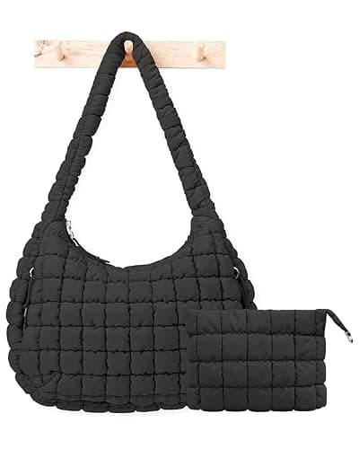 Puffer Crossbody Tote Bag for Women - Hobo Quilted Tote Bag - Soft Fluffy Lightweight for Women Everyday Work Travel - Image 1