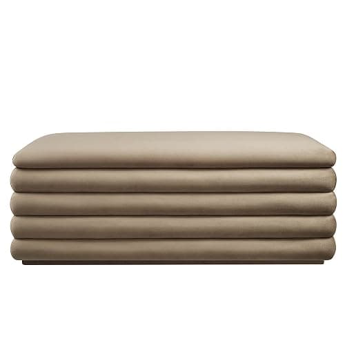 Modway Mezzo 46 Inch Performance Velvet Upholstered Storage Bench in Taupe - Channel Tufted Ottoman for Bedroom, Entryway - Versatile Bed and Living Room Bench with Storage thumbnail 5