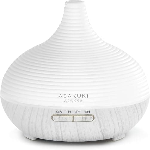 ASAKUKI 300ml Oil Diffuser with 14 LED Lights, Timers, Auto Shut-Off White | Large Capacity Essential Oil Diffuser, Ultrasonic Aromatherapy Ultrasonic Cool Mist Diffuser for Home Bedroom Office Yogaroom - Image 1