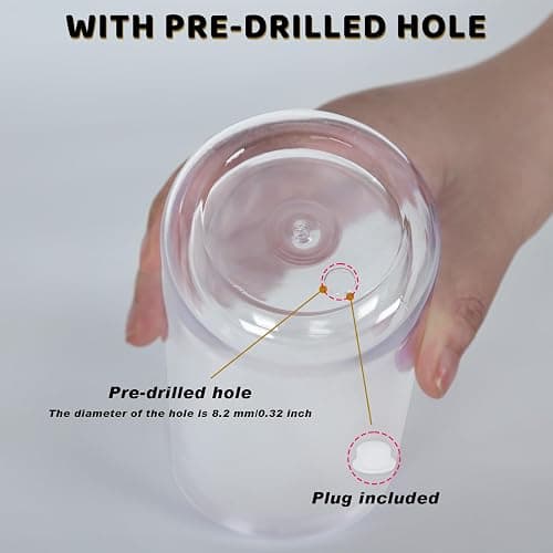 Maucircol 16 Oz Plastic Snowglobe Tumbler, 6 Pack Pre-Drilled Double Wall Plastic Clear Cup for Glitter Snow Globe Diy, Double Wall Snowglobe Cup with Clear Lid thumbnail 4