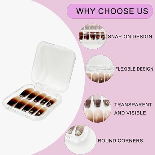 14 Pcs Press On Nail Packaging Box Press on Nail Storage Box for Press Ons with 60 Pcs Adhesive Double Sided Tape for Fake Nail Storage Case Nail Display Nail Salon Supplies Nail Art Business (Clear) thumbnail 4