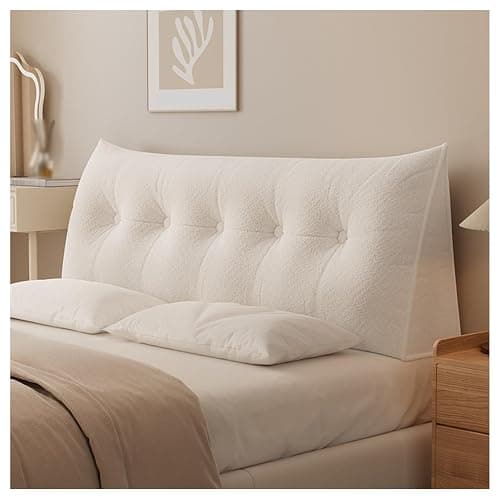 Headboard Pillow Bed Wedge Pillow for Headboard with Side Pockets Dorm Headboard Twin XL Long Back Pillow for Bed Bolster Pillow for Mattress,White,60x 50x20cm - Image 1
