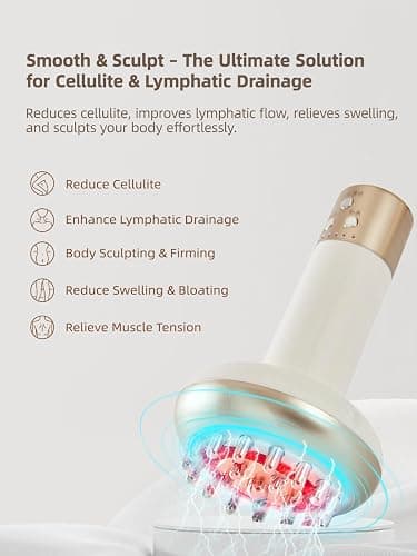 Yuonry Lymphatic Drainage Massager & Anti Cellulite Massage Tool, Reduce Stretch Marks & Cellulite, for Legs, Arms & Belly, Body Sculpting Machine with Microcurrent, Light, Heat & Vibration,White thumbnail 2