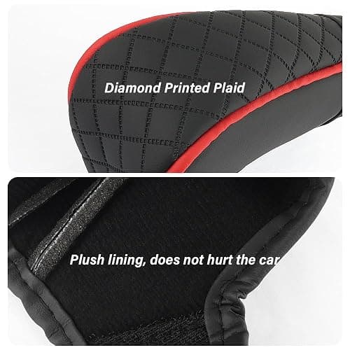 Leather Gear Shift Cover Diamond Embroidery Design,Durable Shift Knob Cover for Shift Lever Protection,Universal Car Gear Shift Cover Car Decorative Accessory Suitable for Cars,Trucks,SUVs (Black/Red) thumbnail 5
