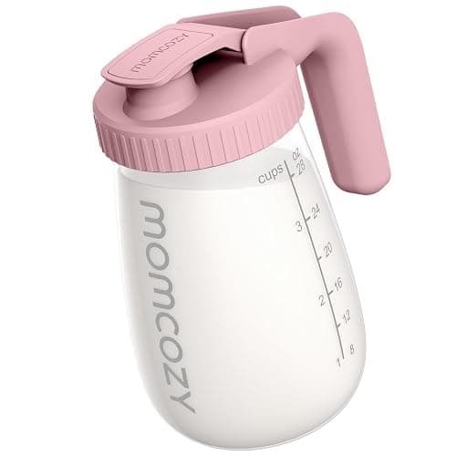 Momcozy Breast Milk Pitcher, Resistant to Heat and Cold Abrupt Temp Swings, No Leak Breast Milk Fridge Storage Container With Wide Mouth, Fast Baby Formula Maker, Breastfeeding Essentials, Pink - Image 1