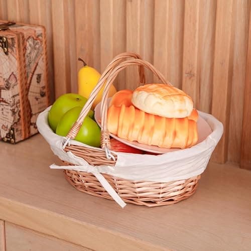 Vintiquewise Natural Wicker Picnic Basket with Handle – Multi-Purpose Willow Basket for Garden and Home Decor – Handcrafted Decorative Wicker Storage Basket for Gifts, Food, or Home Organization thumbnail 2