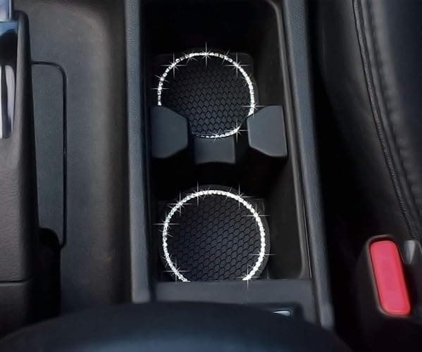 DBlosp Car Cup Holder Coasters, Bling Cup Holder Insert Coaster Car Interior Accessories-2.75 inch Silicone Anti Slip Crystal Rhinestone Car Coaster-Universal (Pack of 2) thumbnail 4