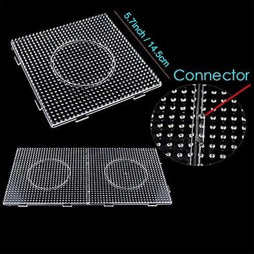 H&W 6PCS 5mm Fuse Beads Boards, Pegboards Kits with Gift 4 Ironing Paper | Large Clear Pegboard Kit with Gift 4 Ironing Paper (WA3-Z6) thumbnail 3