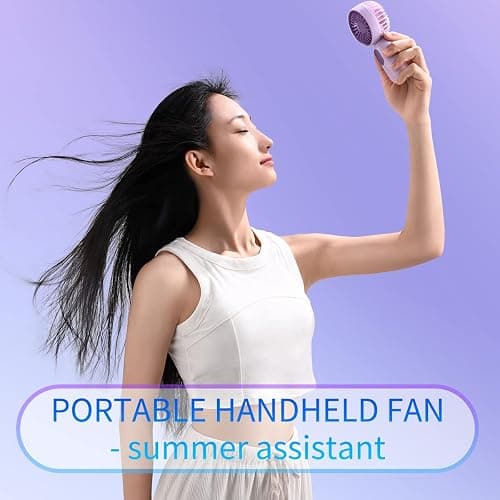 Mini Portable Fan 2 Pack, Cute Handheld Fan Battery Operated Lightweight Small Personal Fan with 3 Speeds and USB Rechargeable Eyelash Fan for Stylish Girl Kids Women Men Office Outdoor Travel Camping thumbnail 5