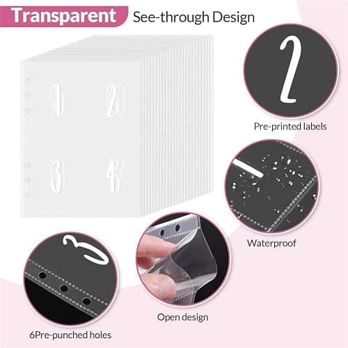 Luweoxy 100 Envelope Challenge Binder Money Saving Binder, Easy and Fun Way to Save $5,050, Cash Stuffing Budget Planner Savings Challenge Book (Pink) thumbnail 5