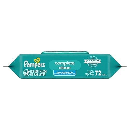 Pampers Baby Wipes, Complete Clean Baby Fresh Scented Wipe, Gently Cleans Head to Toe, 72 Total (1 Flip-Top Packs) thumbnail 13