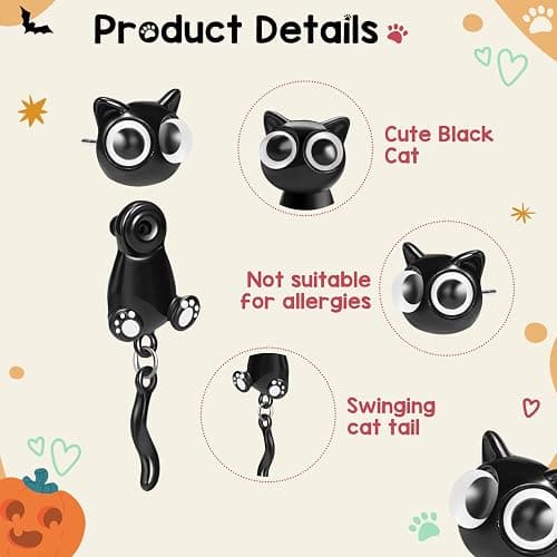 Adorable Black Cat Earrings for Women Cute Cat Paw Stud Earrings Halloween Christmas Jewelry Gifts thumbnail 3