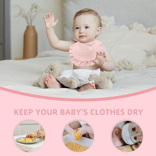 duludulu Baby Muslin Bibs, Bandana Drool Bib for Girls, Adjustable 100% Cotton Soft Baby Bibs for Drooling and Teething Organic Solid Colors Lap-Shoulder thumbnail 6